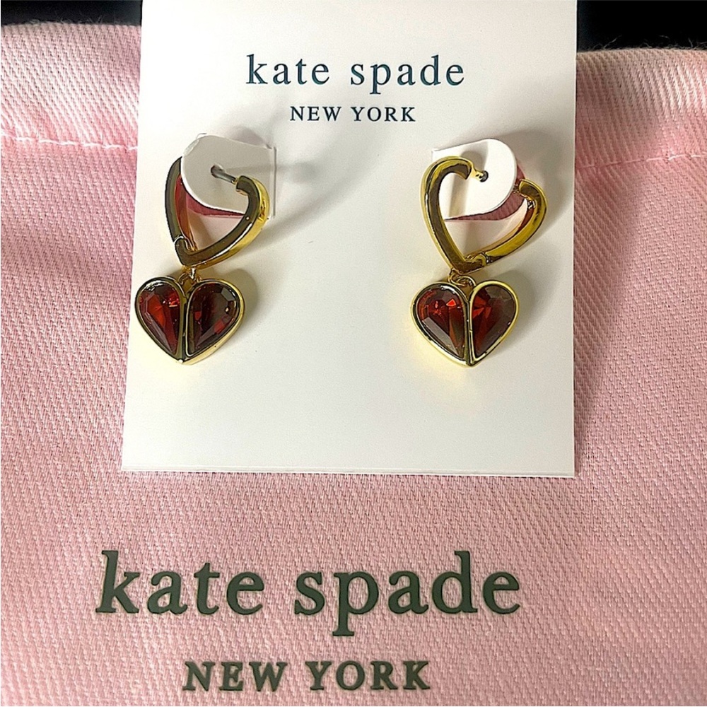 Kate Spade ♠️ Rock Solid Heart Huggies Earrings - Picture 7 of 9